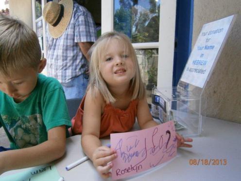Children love having their names written in Hebrew! House of Israel, Balboa Park, San Diego
